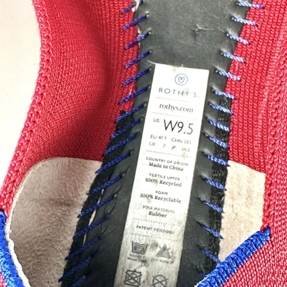 Rothy’s The Point Flats Red And Blue Knit Women’s Size 9.5 Washable Comfort - Picture 11 of 14